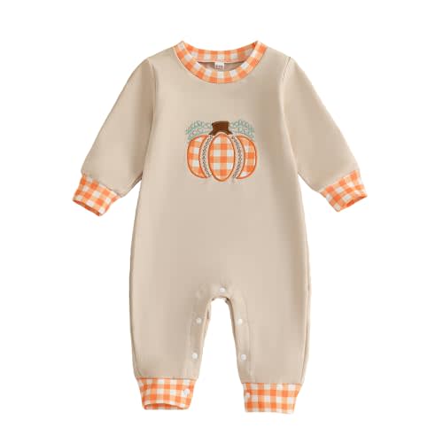 MoZiKQin Baby Halloween Outfit Boy Girl Pumpkin Patch Romper Jumpsuit Long Sleeve Playsuit Newborn Fall Winter Clothes
