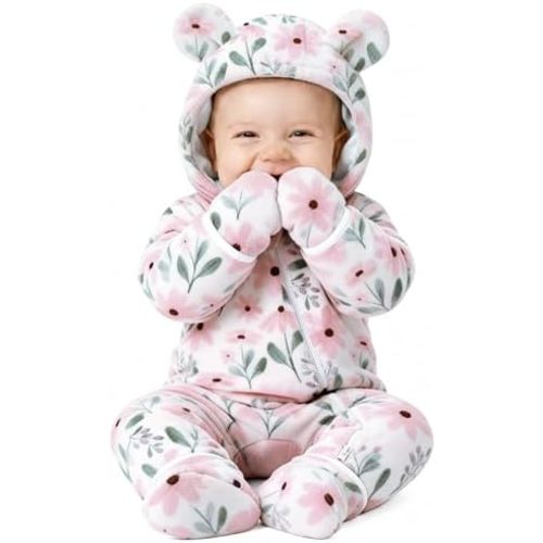 Yoofoss Baby Snowsuit Fleece Baby Winter Clothes for Boys and Girls Newborn Outift Footies Hooded Romper Soft Warm