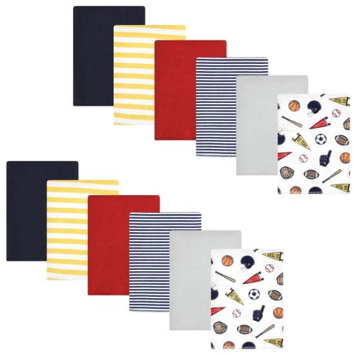 Hudson Baby Infant Boy Cotton Flannel Burp Cloths Bundle, Sports Fan, One Size