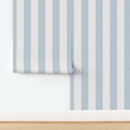 Wallpaper in soft blue and white Cabana Stripe