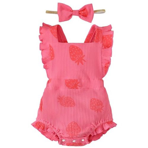 Fullfamous Baby Girl Ruffled Jumpsuit and Headband Set