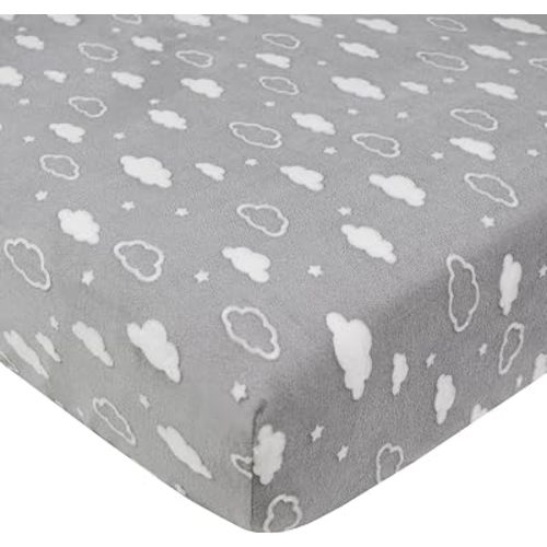American Baby Company Heavenly Soft Chenille Fitted Crib Sheet 28" x 52", Warm and Cozy Neutral Chenille Sheet, Gray 3D Cloud, for Boys and Girls, Fits Crib and Toddler Bed mattresses