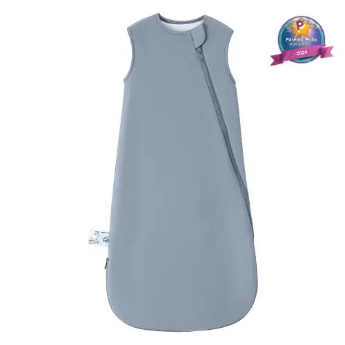 6-18M All Season Sleeveless Sleep Sack 1.0 TOG - Organic Cotton & Camel Wool - Misty Blue
