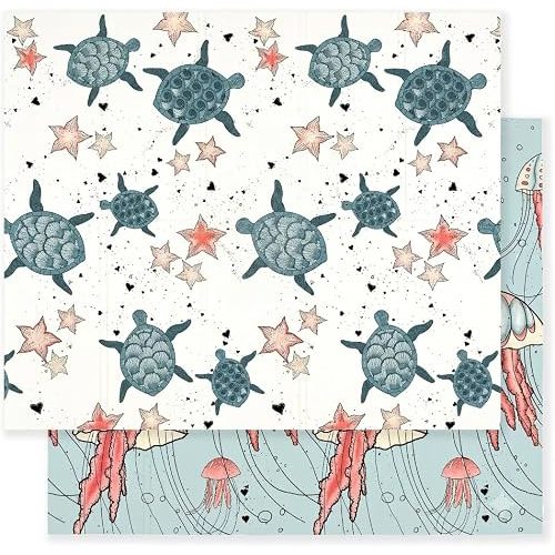JumpOff Jo Foldable Foam Play Mat – Large Waterproof Baby & Toddler Activity Floor Mat, Double-Sided 70 x 59 Inch Play Surface - Pattern: Seaside