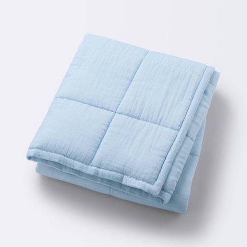 Muslin Quilt Baby and Toddler Blanket - Blue - Cloud Island™: Cotton & Polyester, Solid Pattern, 1 Pack