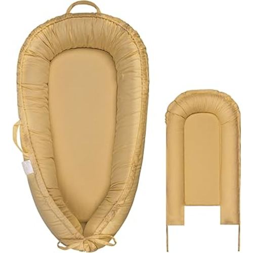 Atrooper Baby Lounger Cover for Boys and Girls, Khaki 100% Cotton Baby Nest Cover, Breathable Replacement Cover for Infant and Newborn Snuggle Me Lounger, Cover Only