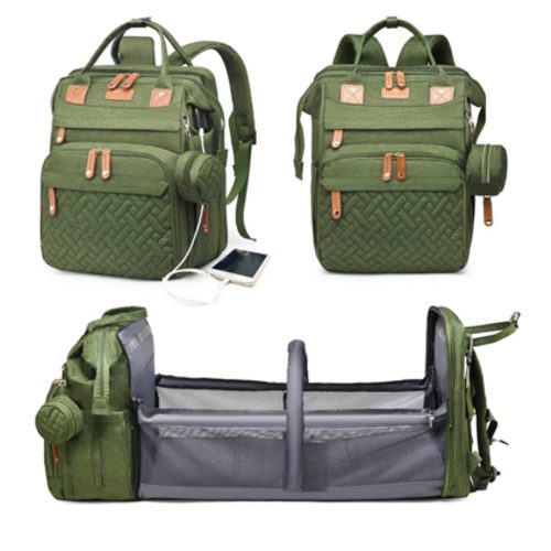 Baby Diaper Bags with Changing Station, Waterproof Diaper Bag Backpack for Moms Dads with USB Charging Port, Baby Shower Gifts, Large Capacity diaper backpack, Green