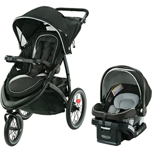 Graco FastAction Jogger LX Travel System, Compact Jogging Baby Stroller and Car Seat Combo with SnugRide SnugLock 35 Lite Infant Car Seat, Rear-Facing from 1.8-16 kg (4-35 lb), Mansfield