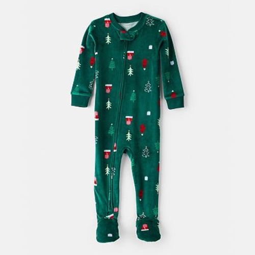 Baby Carter's Velour Long-Sleeve Snug Fit One-Piece Christmas Pajamas