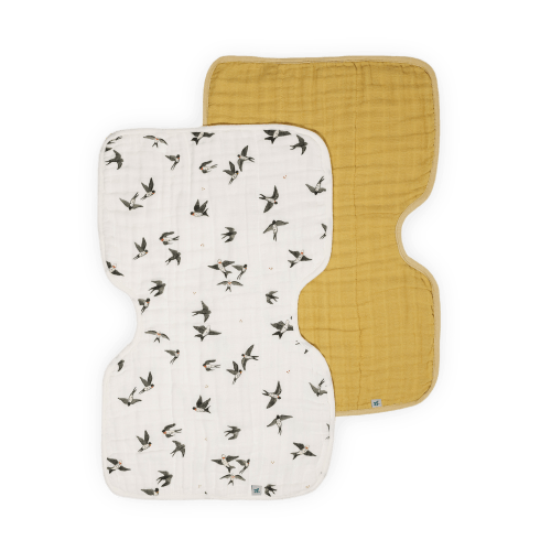 Organic Cotton Muslin Burp Cloth 2 Pack - Swallows + Wheat