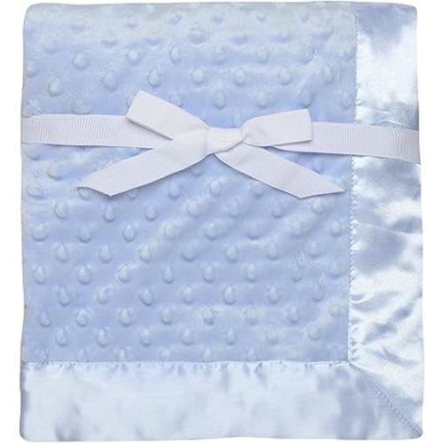 Baby Starters Textured Dot Blanket with Satin Trim, Blue 30" x 40"