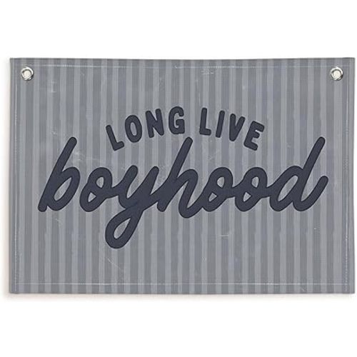 Lacama Vintage Blue Long Live Boyhood Boys Room Decor, Boy Nursery Decor, Canvas Banner Wall Hanging Banner Flag Decor for Nursery Playroom Toddler Room, Boys Kids Rooms Decor, 30x20 Inch