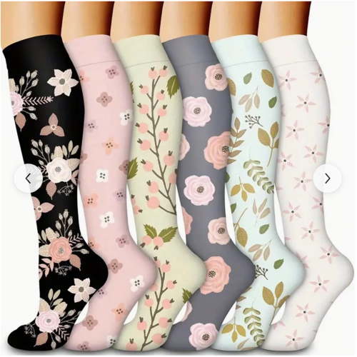 Kilaqueen 6 Pairs Compression Socks for Women & Men Circulation Graduated Supports Socks for Nurses Running Climbing Athletic Sports Cycling Knee High Stockings