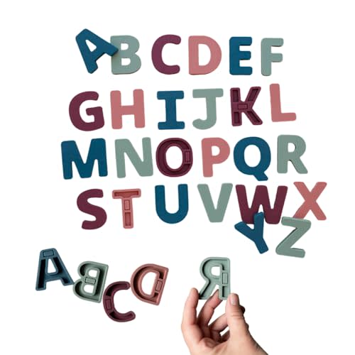 RayPlay Food-Grade Silicone Uppercase ABC Magnetic Alphabet Letters - 26 PCS Educational Multicolor Alphabet Fridge Magnets for Toddlers 1-3 - Magnetic Letters for Classroom Learning