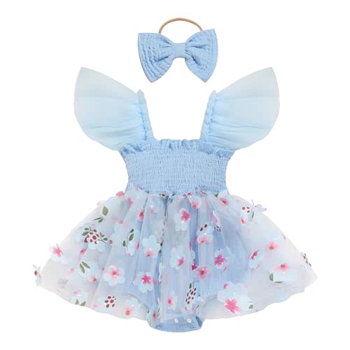 TITKKOP Baby Girl Tulle Romper|Newborn Summer Bodysuit|First Birthday Photo Shoot|Cake Smash Outfit for Infants 0-18M