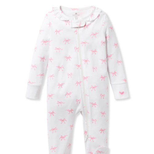 Baby's Pima Ruffle Collar Romper in Blushing Bows