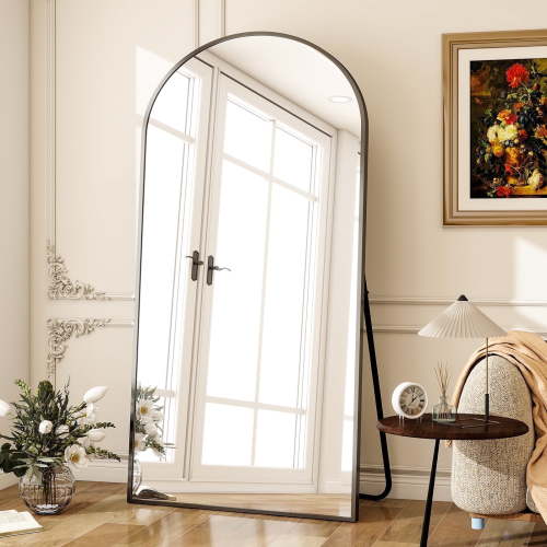 BEAUTYPEAK 77"x39" Arch Full Length Mirror Oversized Floor Mirrors for Standing Leaning, Black