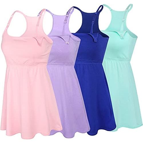 SUIEK Cotton Maternity Nursing Tank Tops with Bralette Breastfeeding Shirts Pregnancy Clothes