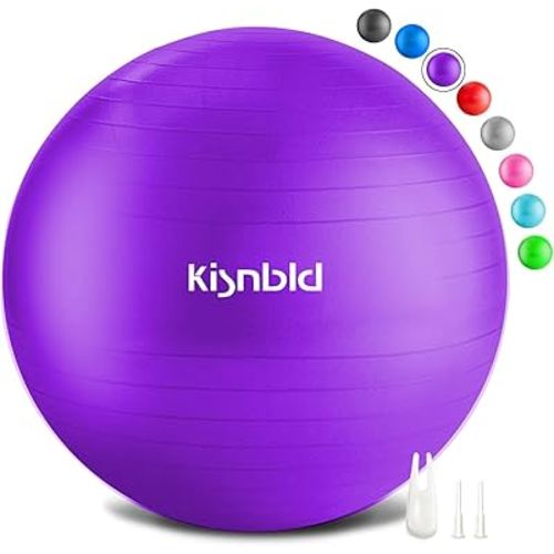 Exercise Ball, Extra Thick Yoga Ball for Workout Pregnancy Stability, 4 Sizes Anti-Burst Balance Ball with Foot Pump - Heavy Duty Fitness Ball Chair for Office, Home & Gym
