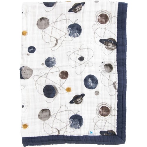 little unicorn Cotton Muslin Baby Quilt, Planetary