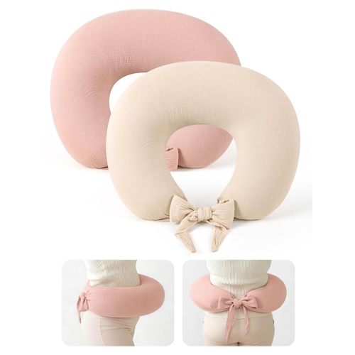 lulumoon Muslin Nursing Pillow Covers - 2-Pack Cotton Slipcovers for Breastfeeding Pillow - Extended Adjustable Strap for Secure Fit & Stable Support - Hidden Zipper Safety for Bottle-Feeding