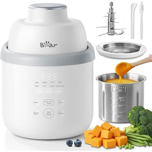 Bear NutriEase AllStage Stainless Steel Baby Food Maker Steamer and Blender