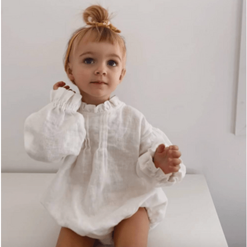 Girls Long Sleeve Linen Bodysuit | RYAN AND REMI