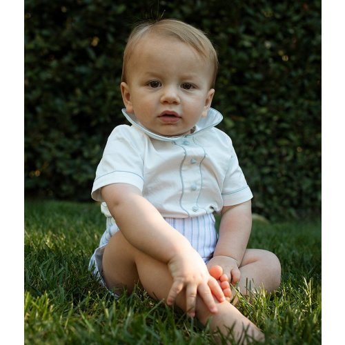 Edgehill Collection x Megan Karp Baby Boys Otto Woven Peter Pan Collar Top & Shorts Set