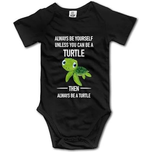 Always Be Yourself Unless You Can Be A Turtle Boutique Baby Bodysuit Onesie Unisex Short Sleeve Black, 0-6 Months