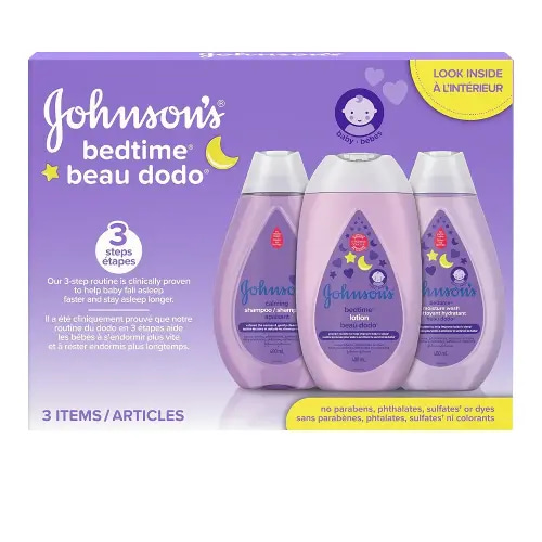 Johnson's Baby Bedtime Gift Set, 3 count, Moisturizing Lotion and Cream for Dry Skin, Baby Wash, Baby Shampoo (3 X 400ml)