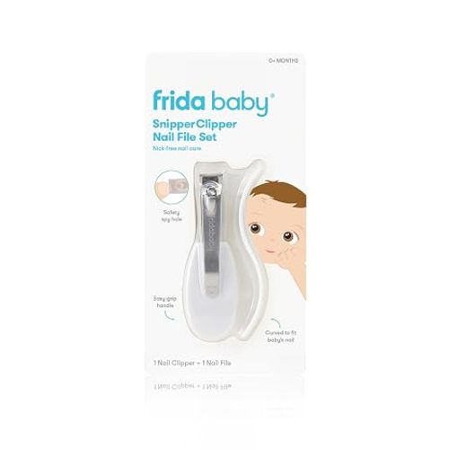 Frida Baby NailFrida Nail Clippers, File & Buffer for Newborns and Up | Safety Spyhole, Nickel Free, Curved Clipper Designed to Fit Baby's Nails, Newborn and Up