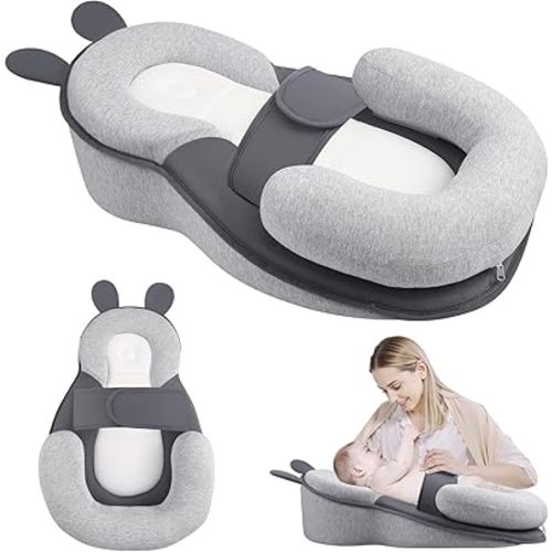 Baby Feeding Pillow, Anti Overflow Feeding Pillow for Reducing Spit-Up, Safety Nursing Pillow, Baby Lounger Reflux Wedge Breastfeeding, Removable top and Bottom