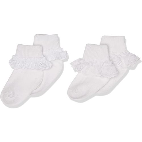Jefferies Socks 2 Pack Eyelet Lace Trim And Lace Trim Sock - White/White