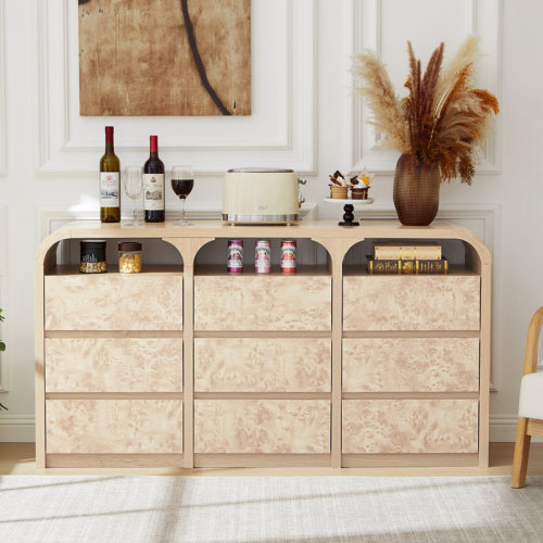 Winston Porter 59'' W 9 Drawer Burl Wood Dresser & Reviews | Wayfair