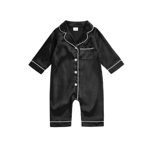 BemeyourBBs Newborn Baby Girl Boy Silk Satin Pajamas Rompers Kids Long Sleeve Button Down Pjs Infant One Piece Jumpsuit Loungewear Sleepwear