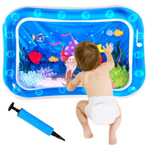 VEGCOO Inflatable Baby Water Mat Infants and Toddlers Tummy Time Mat Toys for 3-24 Months (26×20in)
