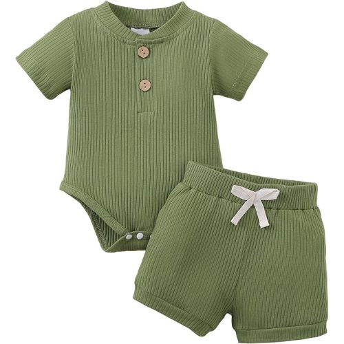 Jecson Newborn Boy Clothes Baby Boy Outfits Set Baby Boy Summer Clothes Soft Cotton Short Sleeve Top and Shorts for 0-18M
