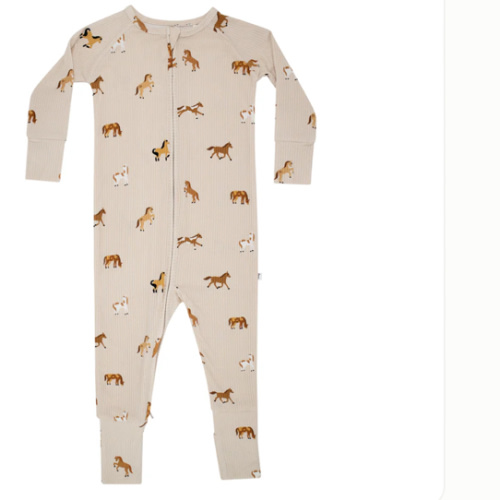 Horses Small Ribbed Zip Romper