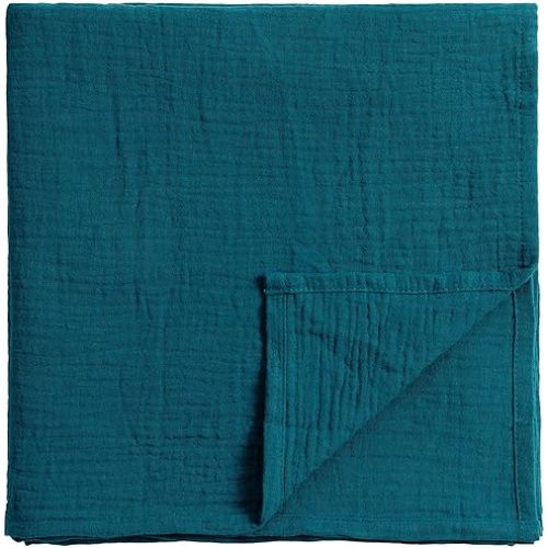 Meracorallo Muslin Swaddle Blanket, 100% Cotton Receiving Blanket Soft and Breathable Swaddle Wrap for Baby Boys and Girls, Teal Blue