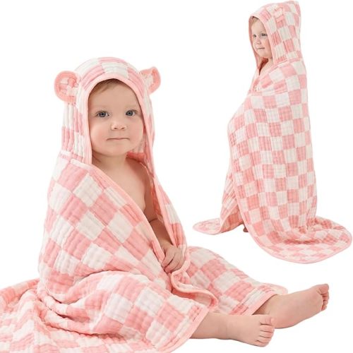 Ultra-Soft Muslin Toddler Hooded Towel - 55 x 28 Inches, Ideal for Bath & Beach, Suitable for Both Boys & Girls from Newborns to Toddlers