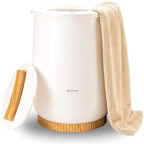 Keenray Bucket Style Towel Warmers, Luxury Bucket Towel Warmer, Large Towel Warmer for Bathroom, Auto Shut Off, Fits Up to Two 40"X70" Oversized Towels, Bathrobes, Blankets, PJ's and More, White, CL1