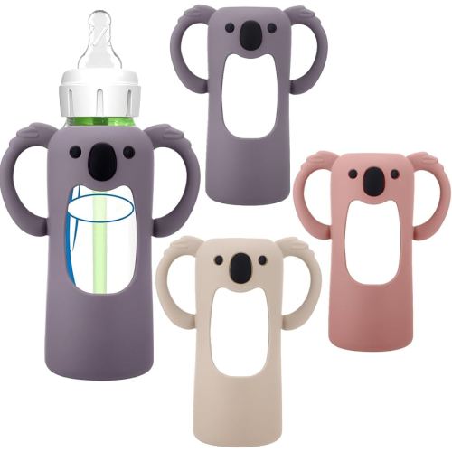 BUSOHA 3 Pack Koalas Silicone Sleeves for Dr. Brown's Glass Baby Bottles - Drop Protection Baby Bottle Sleeves Compatible with Dr Brown Newborn Glass Bottles with Silicone Handles,8 oz