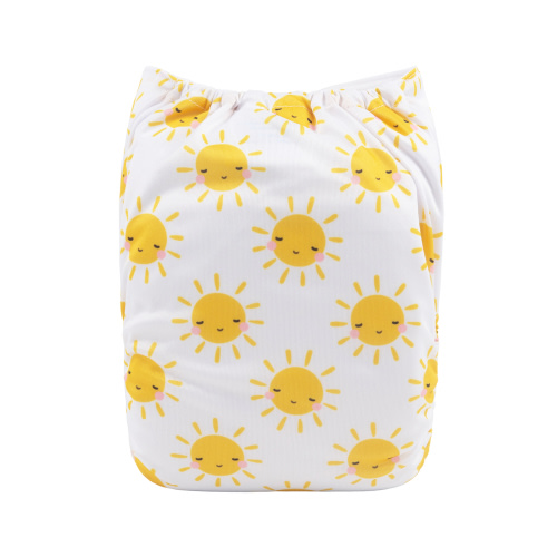 ALVABABY Positioning Cloth Diaper - One Size Adjustable Washable &amp; Reusable Diaper for Babies and Toddlers (YDP113A Sun)