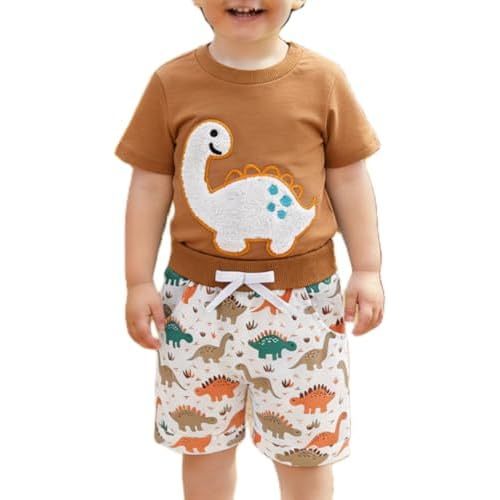 Baby Boy Summer Clothes Animal Print Short Sleeve Tshirt Elastic Waist Shorts Toddler Boy 2 Piece Sets