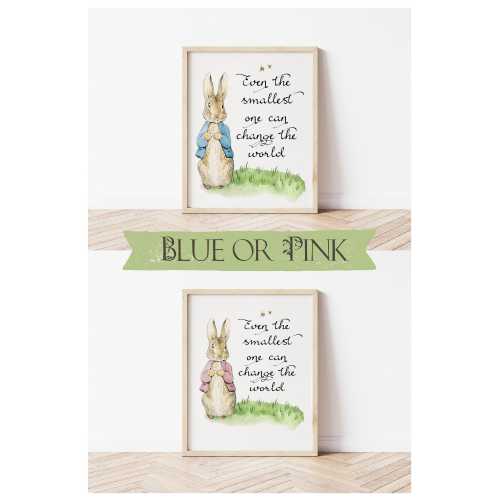 Peter Rabbit Even the Smallest quote Beatrix Potter book Watercolor painting Nursery Baby Child room picture wall Illustration art print