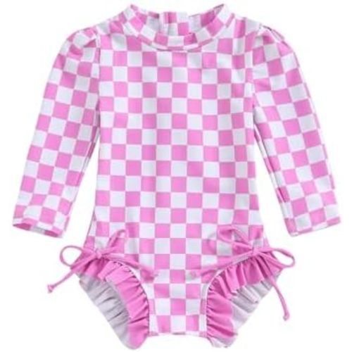 MAYUMMPY Toddler Baby Girls Bikini Beach Swimwear Zipper Swimsuit UPF 50+ Rash Guard One Piece Long Sleeve Bathing Suit