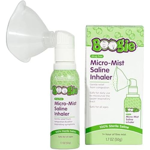 Boogie Micro-Mist Saline Inhaler, Baby Nose Congestion Relief, Nasal Spray for Kids, Pediatrician Recommended, 50ml Unscented