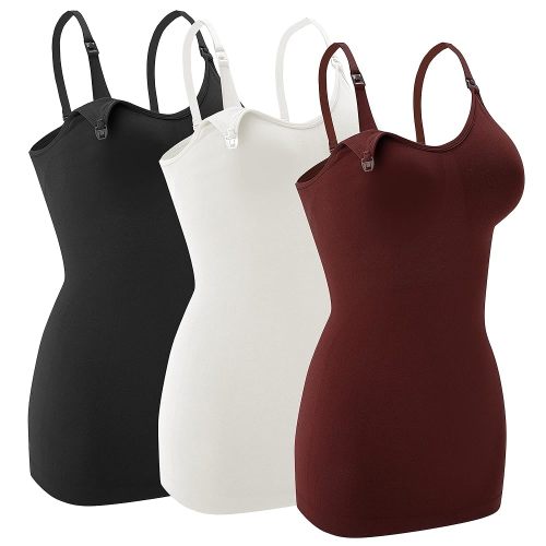 Nursing Tank Tops for Breastfeeding - Pregnancy Must Haves Maternity Camisoles with Built in Bra