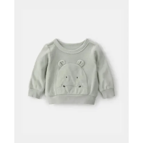 Baby Hippo Terry Pullover Sweatshirt - Green | Carter's