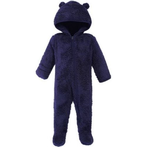 Hudson Baby Faux Shearling Bunting 1pk, Navy Bear, 0-3M